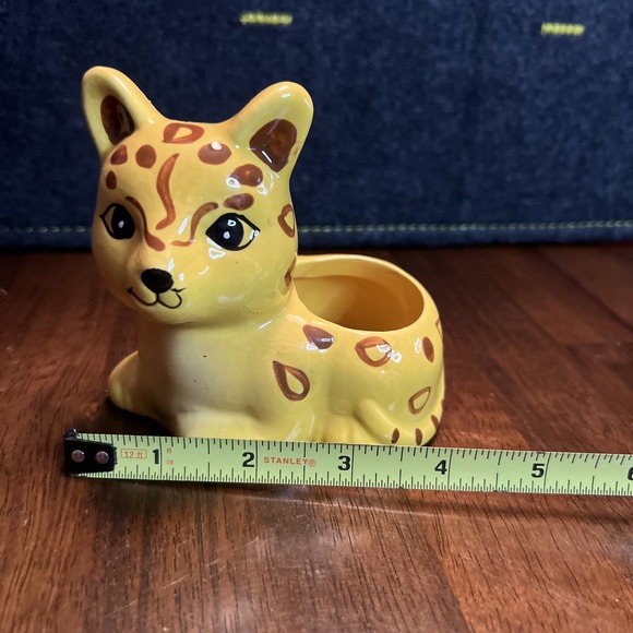 Cheetah Leopard Jaguar Cat Designed Ceramic Succulent Planter Spring House Plant - Picture 5 of 5